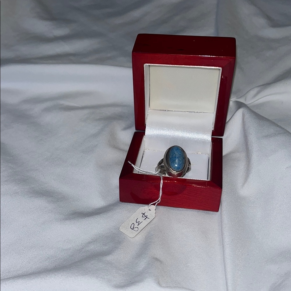 Elegant Blue Stone Silver Ring